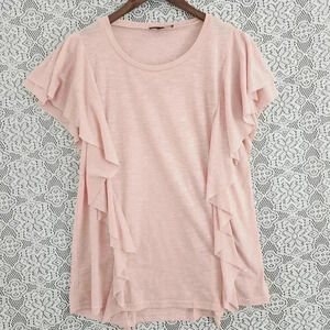 Suzanne Betro Crew neck Ruffle Blouse S